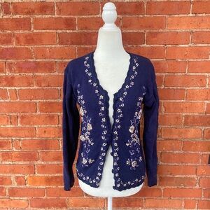 embroidered knit cardigan